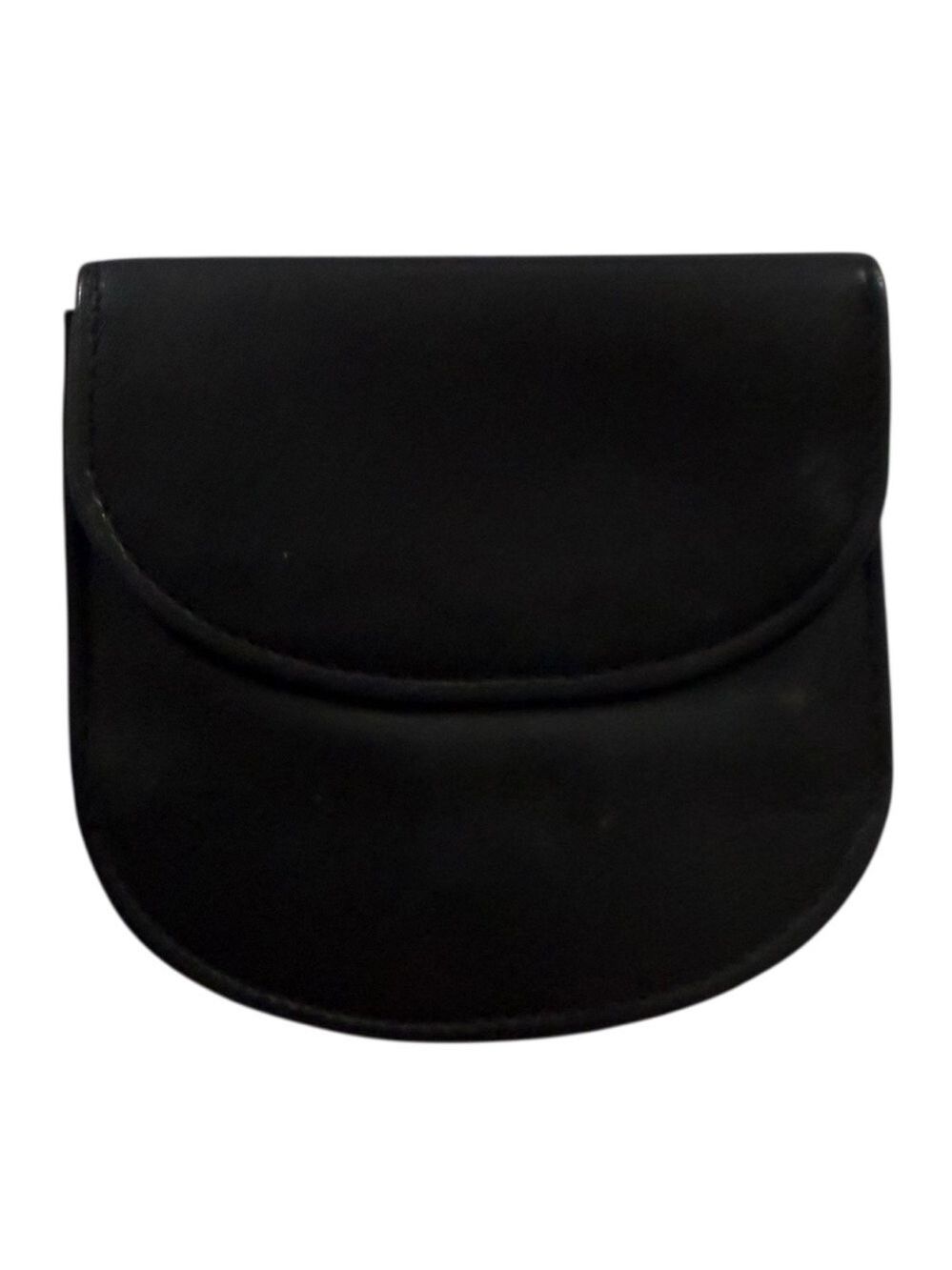 Lisa Loren Black Leather Coin Purse Wallet | Compact Snap Mini